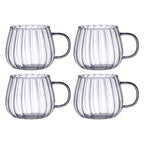 Almacén local, juego de 4/6 tazas de vidrio de borosilicato con asas en forma de calabaza, aptas para té, café, desayuno de avena, leche, zumo, bebidas frías, etc. Ligeras y duraderas, resistentes al frío y al calor.