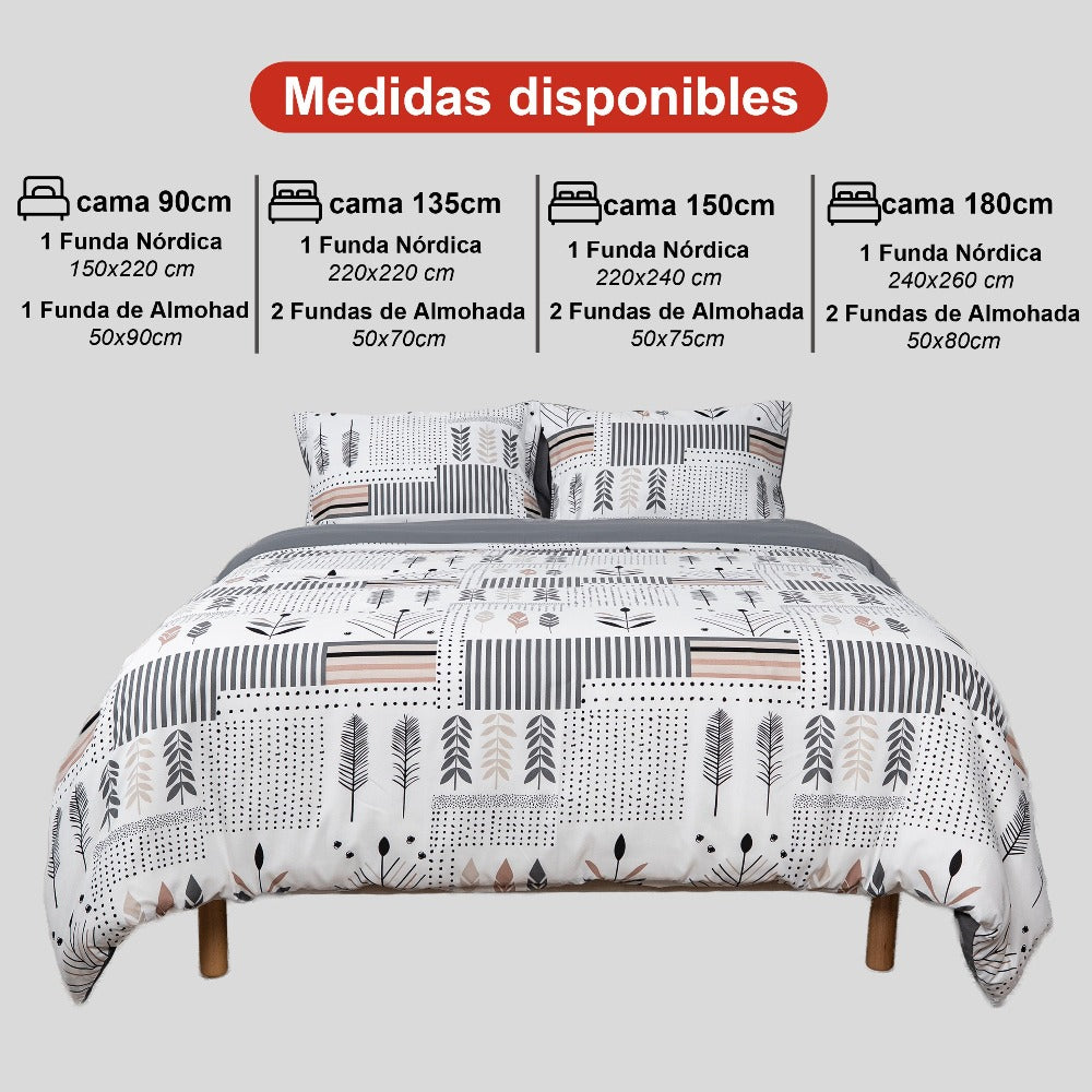 H HANSEL HOME Juego de Funda Nórdica Microfibra Transpirable – Set de Ropa de Cama con Funda de Edredón y Fundas de Almohada – Conjunto 2/3 Piezas para Dormitorio