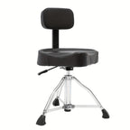Silla de batería con respaldo, ajustable en altura, silla de batería neumática, giratoria 360°, para oficinas, salas de piano, salas de estudio, estudios de arte, conciertos.
