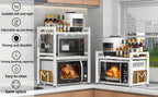 Estante para Microondas de 3 Niveles Extensible con 6 Ganchos, Estante de Cocina, Organizador de Especias, Organizador de Gabinete para Cocinas, , Extensible de 40 a 64 cm