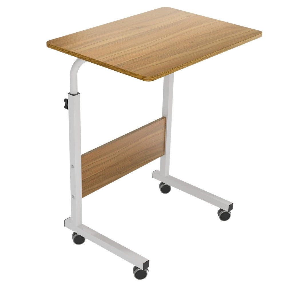 Mesa auxiliar con ruedas 60X40 cm Mesa para portátil Mesa Auxiliar de Altura Ajustable para Dormitorio Mesita de Noche Móvil Diseño Compacto que Ahorra Espacio