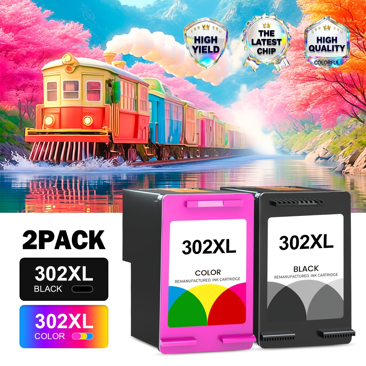 Cartuchos de Tinta 302XL Compatibles con HP Ink 302 302XL, Funcionan con HP Deskjet 1110 1111 1112 2130 2131 2132 2133 2134 2136 3630 3632 3633 3634 3636 3637 3638