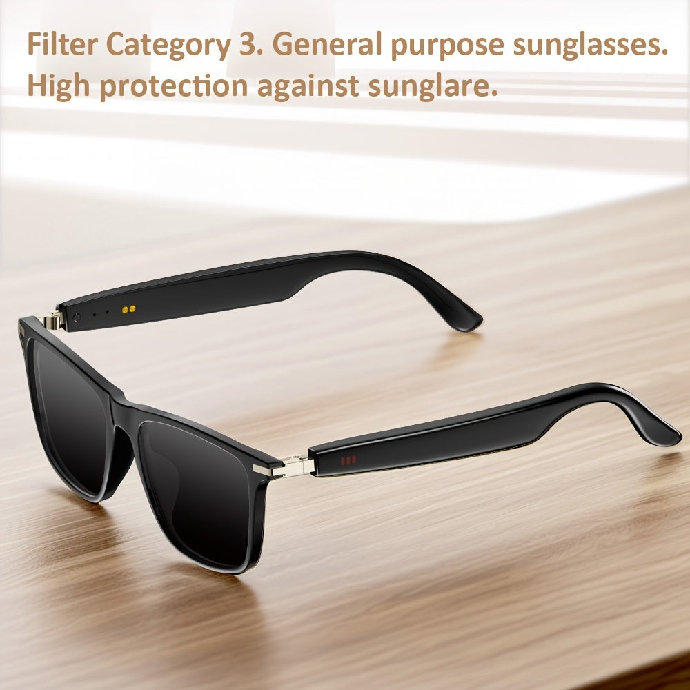 Gafas de audio inteligentes multifuncionales con tecnología de onda sonora incorporada, altavoz lineal, compatibles con llamadas inalámbricas, contestar llamadas, rechazar llamadas, escuchar música con gafas, control de fotos, batería grande de 85mAh*2, b
