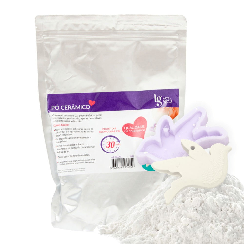 Polvo de Yeso Cerámico LG 1KG Blanco - Secado rápido, ideal para moldes, manualidades, trabajos artesanales, piezas de cerámica y decoración - DIY. Fácil de usar, adecuado para principiantes, seguro de trabajar e inodoro.