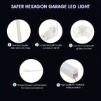 Paquete de 14 luces LED hexagonales con bordes - Luces de garaje, 680W 72420LUMEN luz blanca fría 6500K, iluminación de techo LED hexagonal para garaje, estudio, almacén, taller de detallado de autos