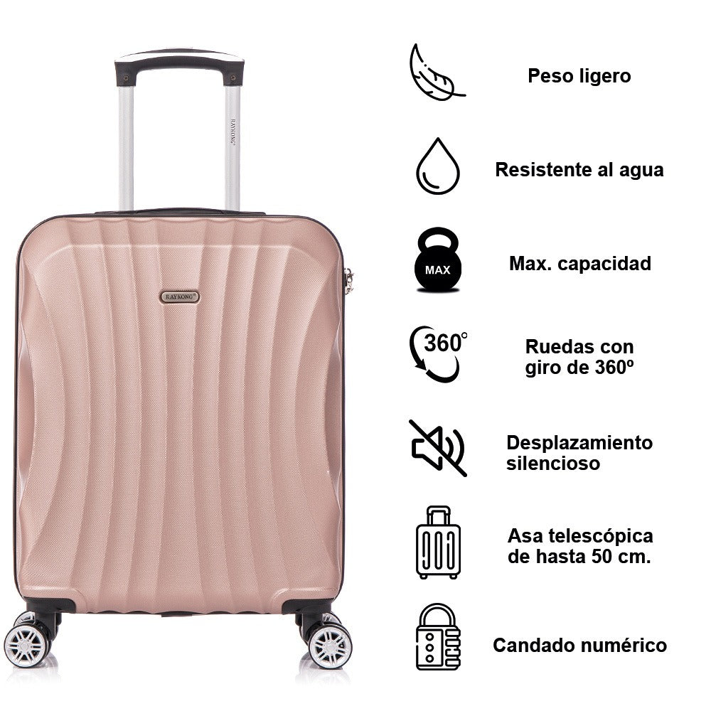 Maleta Cabina ABS 55x40x20cm (44L)- 20 Pulgadas - Negro/Azul/RosaDorado/Plateado/Amarillo/Rojo/Turquesa/Verde/Menta/Morada