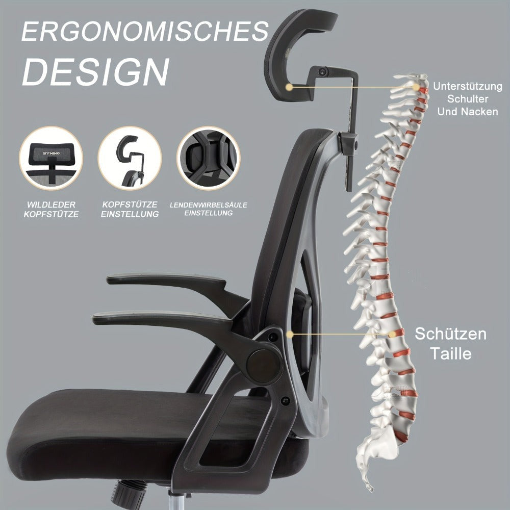 Silla de Oficina Ergonómica, Silla de Escritorio para el Hogar, Silla de Malla de Respaldo Alto con Profundidad de Asiento Ajustable, Silla de Computadora con Soporte Lumbar