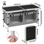 1 pieza Mesa de exterior, mueble de exterior para acampar, equipo de senderismo, mesa de camping, mesa plegable, gabinete de camping plegable, mesa de camping con altura ajustable, espacio de almacenamiento, mueble de camping para exteriores, mesa plegabl