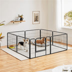 Costoffs Jaula para Perros de 80 x 60 cm con Puerta y Anillos para Piso, Ideal para Uso Interior y Exterior