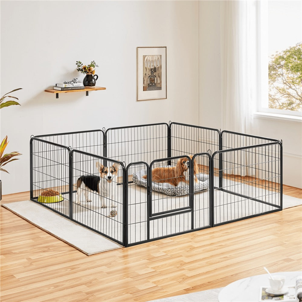 Costoffs Jaula para Perros de 80 x 60 cm con Puerta y Anillos para Piso, Ideal para Uso Interior y Exterior