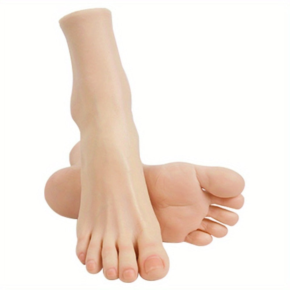 Modelo de Pie Artificial Realista con Dedos Activos Independientes - Textura Suave en Beige Claro y Estructura Esquelética Anatómica, Pies de Resina a Tamaño Real con Movimiento Independiente de Dedos, Ideal para Práctica de Uñas, Entrenamiento de Masajes
