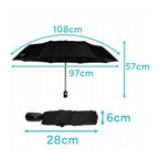 Paraguas XXL Plegable Automático Resistente al Viento Negro. Paraguas Abre y Cierra con un Botón. Estructura Sólida de Acero de 8 Varillas con Fibra de Carbono. Diámetro 96 Cm XXL. Material de Secado Rápido con Recubrimiento UV. Longitud Compacta 26 Cm -