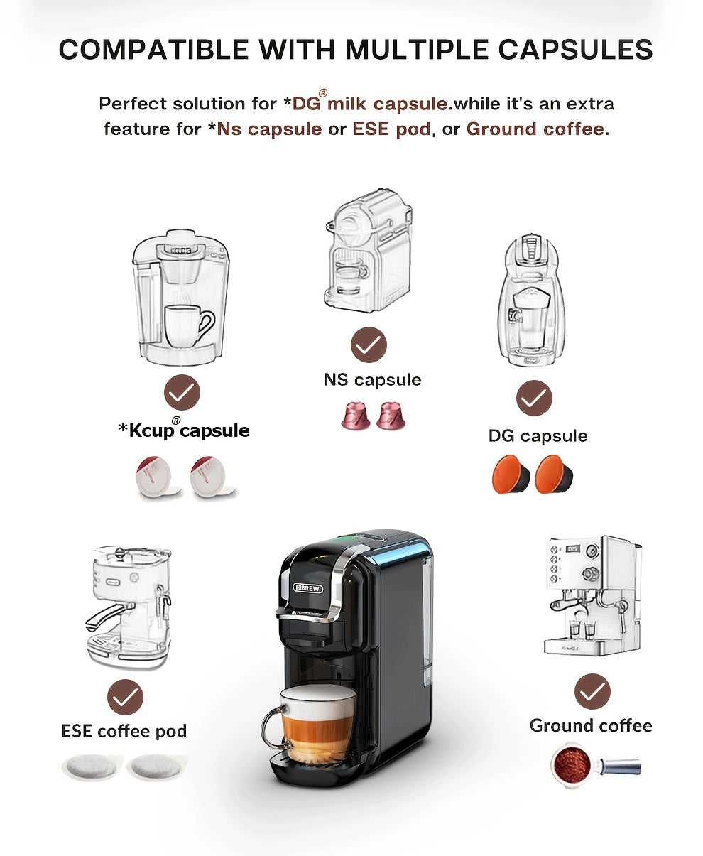Cafeteras de cápsulas | Cafetera HiBREW 5 en 1 para cápsulas múltiples, café caliente/frío, DG Cappuccino Nes, para cápsulas pequeñas ESE Pod y
