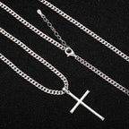 Collar con colgante de cruz de plata 925 con diseño de cadena clásica, adiciones de joyería estilo fiesta hip-hop, regalo para el Día de San Valentín, Día del Padre, incluye embalaje en caja de regalo