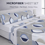 Juego de sábanas de verano de 3 piezas, diseños estampados de microfibra suave al tacto para todo tipo de camas con funda de almohada a juego para uso diario en el hogar, hoteles, invitados y residencias (Sábana ajustable, Sábana encimera / Sábana lisa y