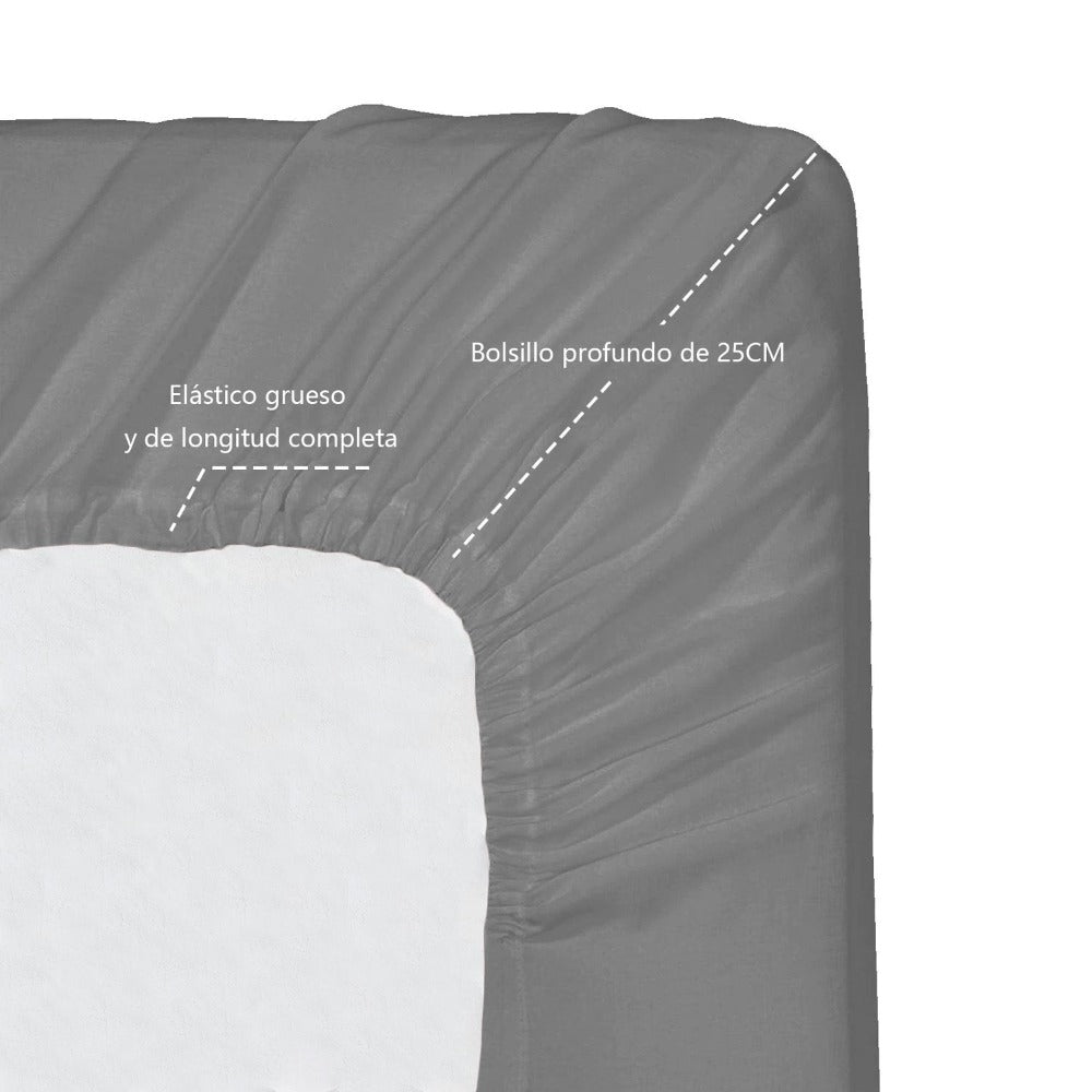 Juego de Sábanas Ligero Suave Fresca 4 Piezas para Cama de 90/105/135/150 cm – 100%Microfibra – Incluye Sábana Bajera Ajustable con borde elástico de 25 cm de profundidad, Sábana Encimera y 2 Fundas de Almohada – Suave, Transpirable y Confortable