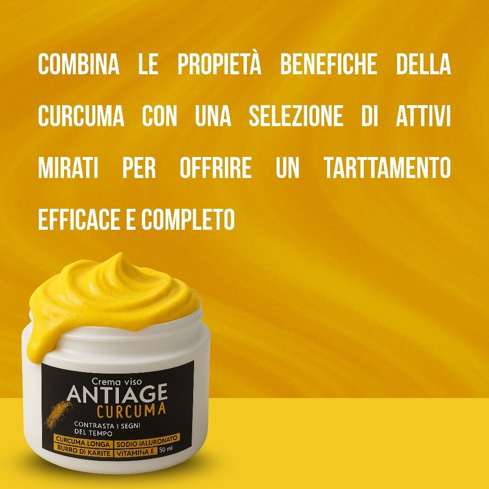 Crema Facial Antirrugie con Cúrcuma y Vitamina E – Hidratante y Regeneradora con Mantequilla de Karité – Anti-Envejecimiento para Piel Seca y Grasa – Hombres y Mujeres – 50ml