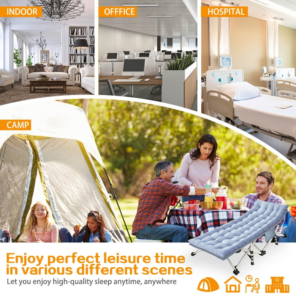 Cama de campaña plegable extragrande para adultos, con colchón grueso, 300 kg-400 kg, cama de exterior de alta resistencia con bolsa de transporte, cama portátil para viajes al aire libre, camping, playa, vacaciones
