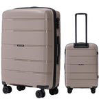 Maleta Rígida de 24" 65 × 44 × 25 Cm / Color Champán / Equipaje Resistente a Daños / ASA TELESCÓPICA / 4 Ruedas Dobles de 360° / Cerradura con Código / Asas Laterales y Superiores HAWFINCH