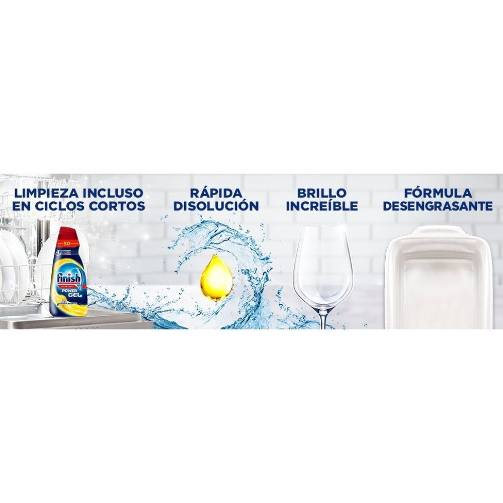 Gel Limpiador y Detergente para Lavavajillas Finish All in 1 Max Power - Pack de 3/4/5 (700 ml c/u, 105 lavados/140 lavados/175 lavados) - Eficiencia en Cada Lavado - Envase Puede Variar