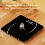 Báscula de baño de alta precisión, báscula electrónica de cuerpo con pantalla LCD ultradelgada con visualización de temperatura, inicio automático al pesar, pesaje hasta 180 kg, cambio de unidad LB/KG, diseño de plataforma de vidrio templado antideslizant