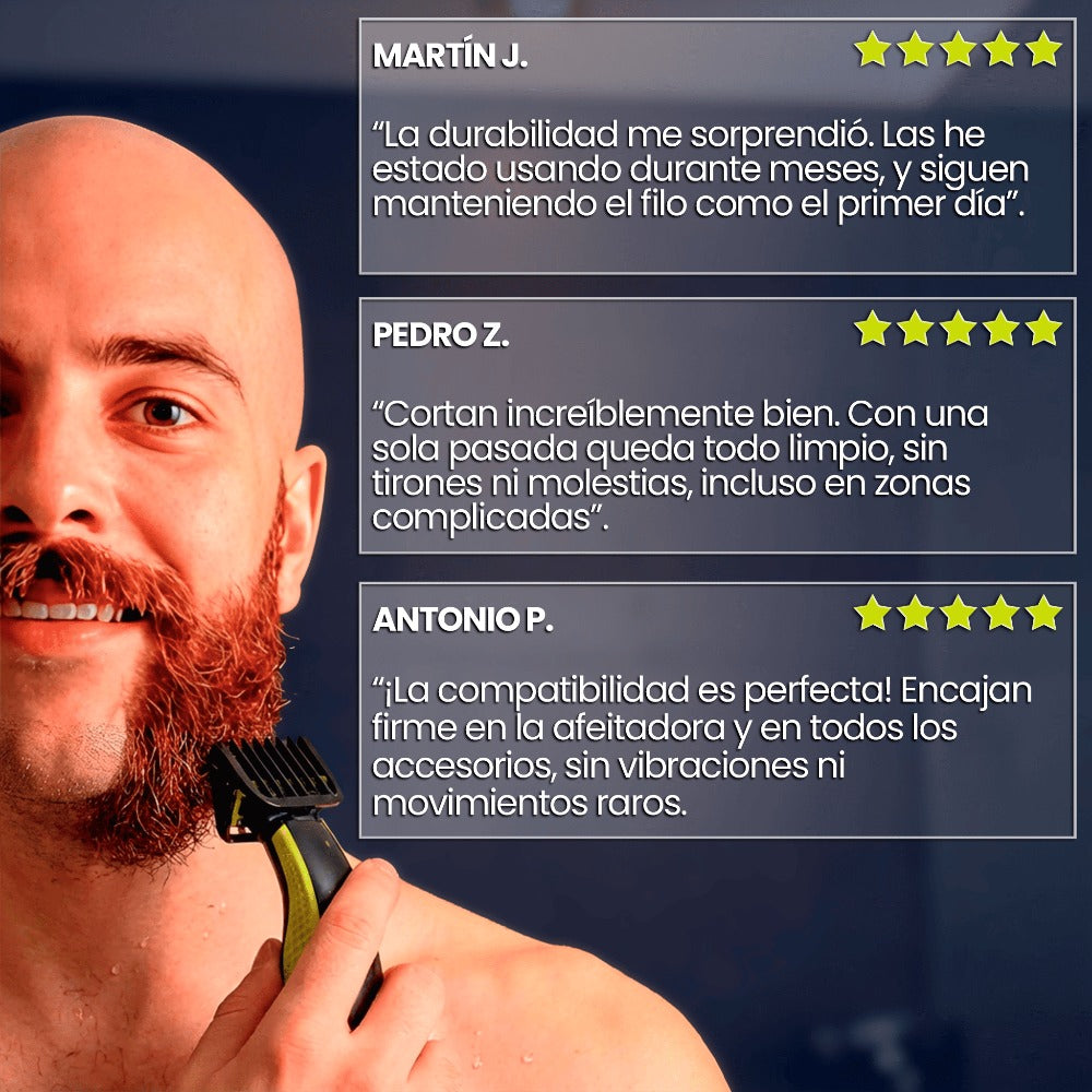 Recambios Cuchillas Compatibles One Blade – Cabezal de Afeitado Repuesto para Maquinilla Hombre – Modelos QP2520 QP2530 QP2630 QP6510 QP6520 – PACK 2