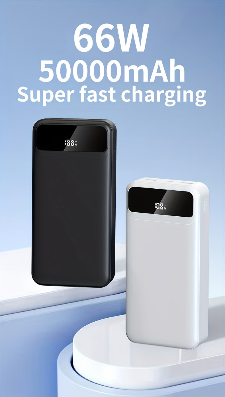 Batería externa | PD66W Carga Súper Rápida, Batería Portátil de Alta Capacidad 50000mAh, Pantalla LED de Energía/Puertos de Salida Rápida Dobles
