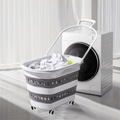 Cesta de Ropa Retráctil y Plegable con Ruedas - 45 Litros - Blanco Gris