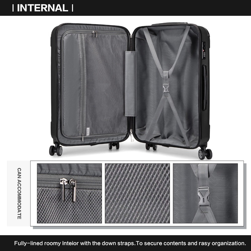 Juego de 3 maletas de 3 piezas con diseño de panda negro, equipaje de carcasa dura de ABS con candado de combinación TSA y ruedas giratorias, regalo de regreso a clases y festivo