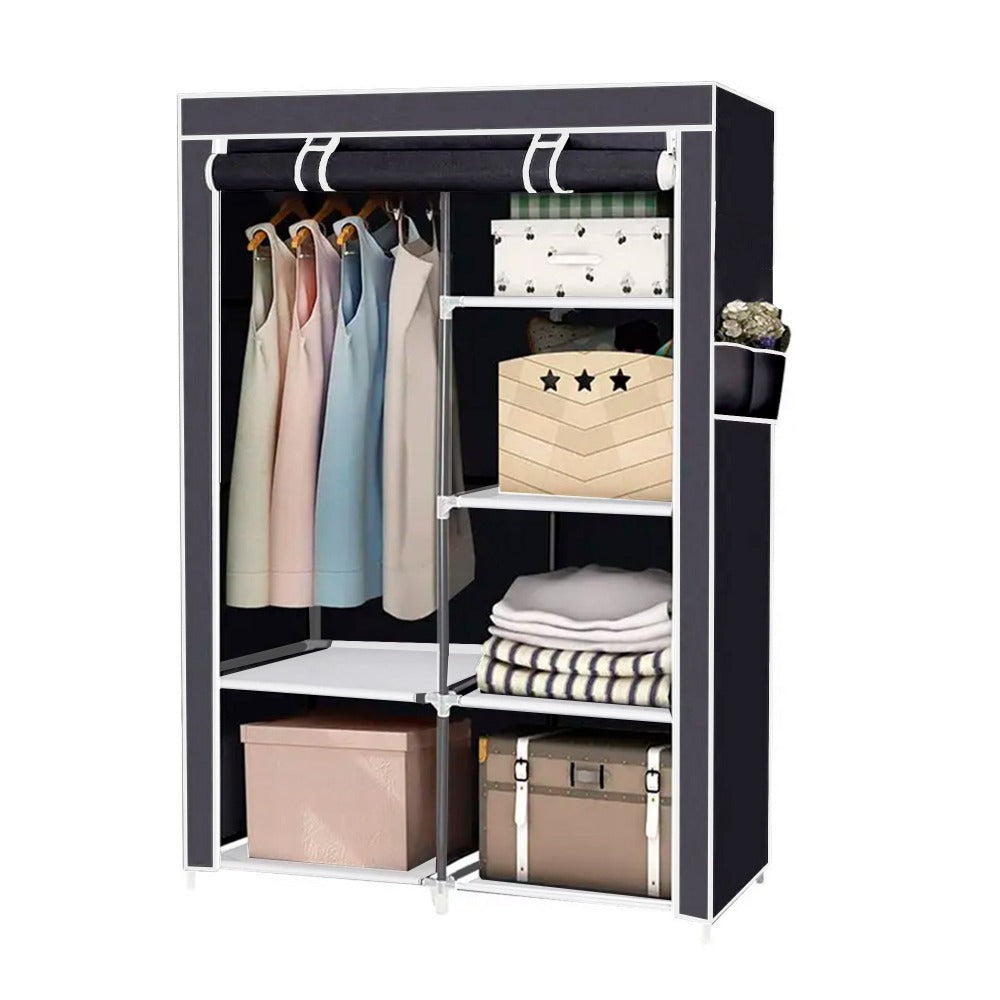 Armario Vestidor de Tela con Bolsillos Laterales Nyana Home - 5 Huecos 1 Ropero 1 Puerta 165x88x45cm Organizador de Ropa y Zapatos Fácil Montaje Ligero y Resistente Ideal para Dormitorio y Vestidor