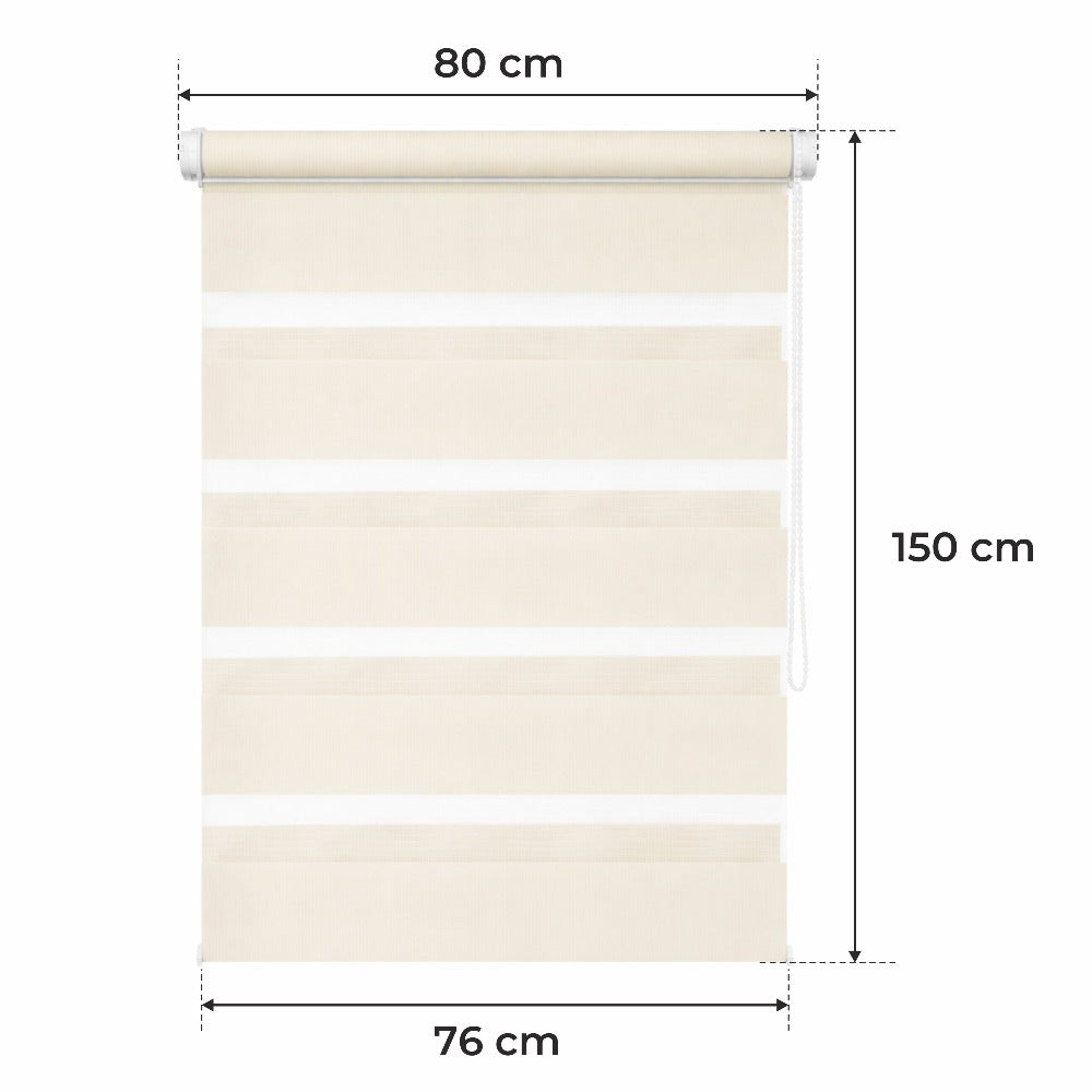 Cortina Opaca Día y Noche - BEIGE - 32 Tamaños - BOJANEK DÍA & NOCHE - No Invade la Ventana, Instalación Sin Taladrar, Regulación por Cadena, Soportes Ajustables para Diferentes Grosores de Ventana, Diseño Moderno, Protección Contra la Luz y la Privacidad