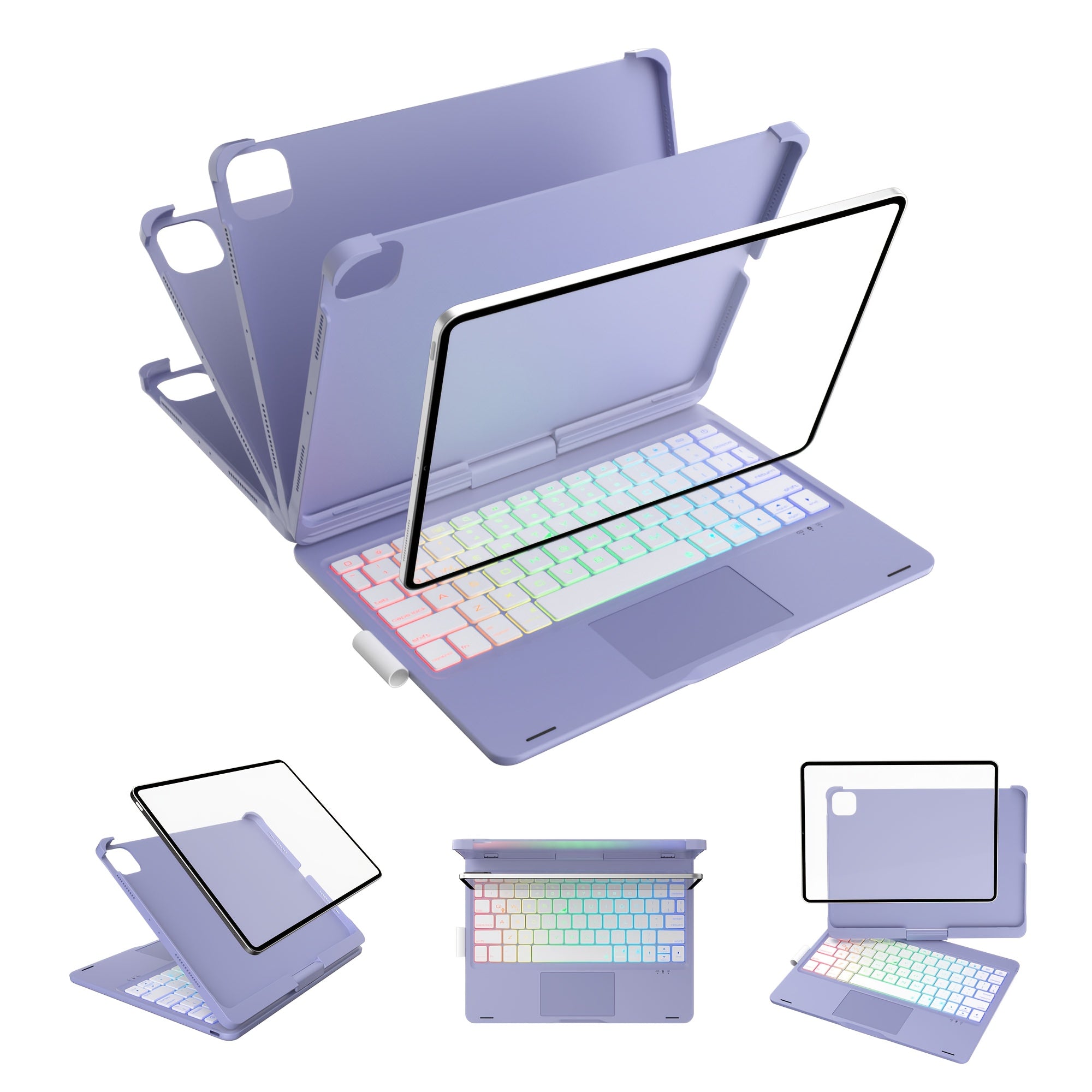 Funda con teclado giratorio para iPad para escritura, estudio y trabajo móvil