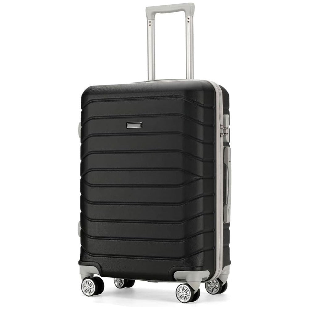 PROVITERA Conjunto de 4 maletas rígidas de ABS con estuche de belleza, maleta con asa telescópica y ruedas fáciles de rodar, carrito con cerradura y candado de código, equipaje de mano con diseño moderno ultra resistente