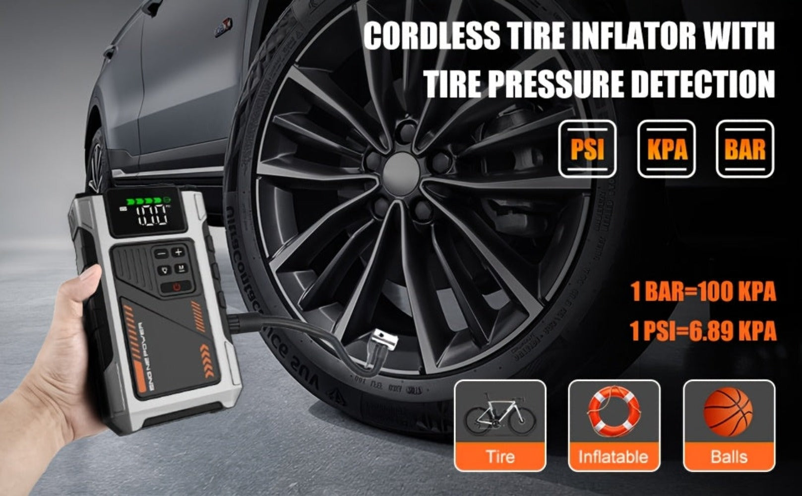 SWAREY 12000Mah Arrancador de Coche con Batería Externa y Compresor de Aire de 150PSI, 6000A Impulsores de Batería de Coche 12V con Inflador de Neumáticos, con Pantalla LCD, Batería Externa Arrancadora (7.5L Gas/6L Diésel), Luz LED