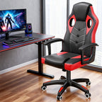 Silla de Oficina, Asiento Ergonómico de Respaldo Alto con Reposabrazos Acolchados y Transpirables, Base Duradera, Soporte Lumbar, Superficie de Cuero Sintético para Juegos, Hogar u Oficina, Silla Gamer