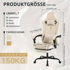 Silla de Juego y Oficina, Silla de Computadora con Reposapiés, Reposacabezas y Soporte Lumbar, Silla Ergonómica, Silla Giratoria y Ajustable en Altura, Opciones en Gris, Beige, , Marrón y Verde