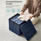 Puff o Banco de almacenaje Plegable | Taburete Reposapiés Otomana | Baúl de Almacenamiento | Taburete Reposapiés.para Cama, Dormitorio, salón, Comedor o Recibidor | 38x38x38cm | Soporta 300kg.