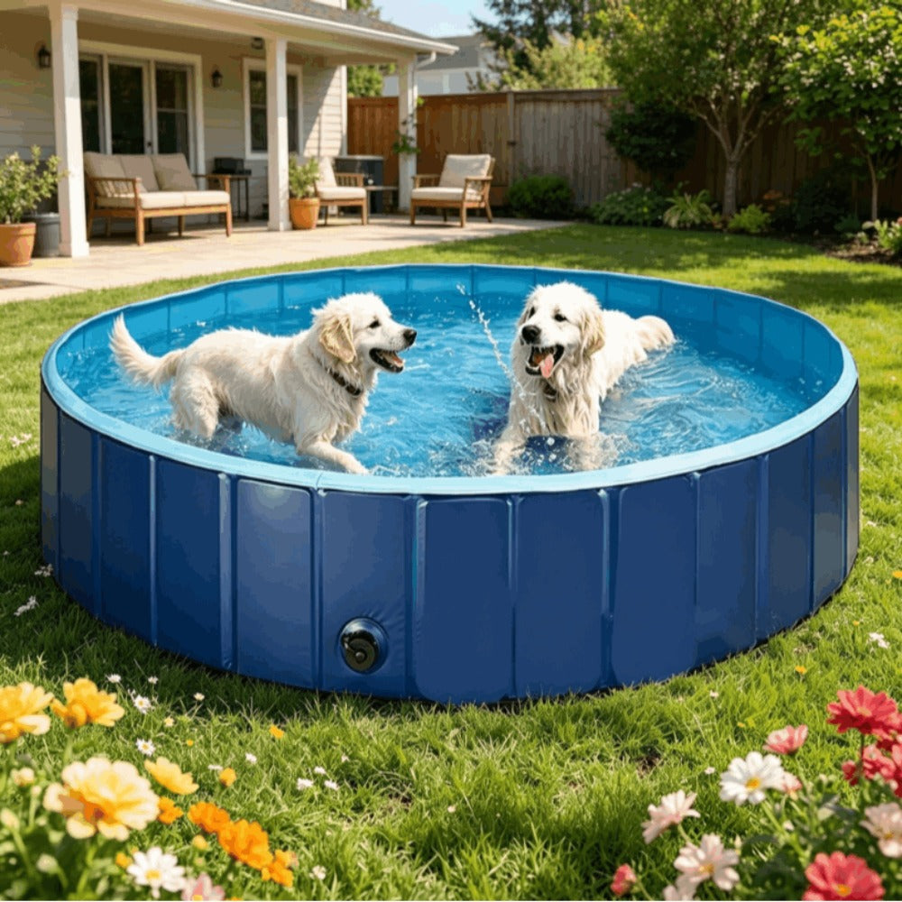 Piscina Plegable para Perros Gatos Bañera Portátil para Mascotas Plegable PVC y Resistente 80x20cm