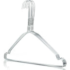 HOME PRO - Juego de 100 perchas de metal cromado ahorradoras de espacio - 40Cm con correas ranuradas y barra para pantalones - Ganchos anti-deslizantes para ropa y armario