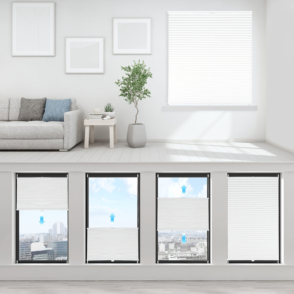 Estor enrollable | Persianas opacas plisadas con cordón Sekey para cubrir ventanas - Instalación sin taladro, estores enrollables de bloqueo con