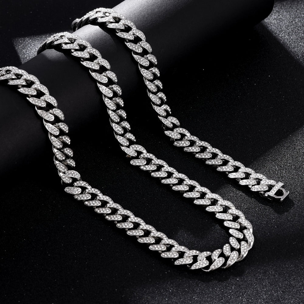 Juego de Joyería de Plata 925 con Cadena Cubana Incrustada con Zirconia 5A, Cadena Gruesa de Moda Hip-hop Casual, Ambiente de Lujo Generoso, Decoración para Fiestas y Banquetes, Hipoalergénico, El Mejor Regalo para Él, Empaque en Caja de Regalo Exquisita