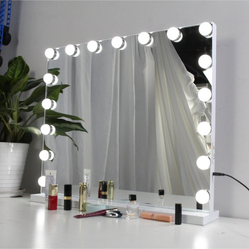 Espejo de Maquillaje con Iluminación LED: Tocador con 12 Bombillas, 3 Modos de Luz, Control Táctil, Espejo de Maquillaje con Aumento y Luz para Maquillaje (ESP001)