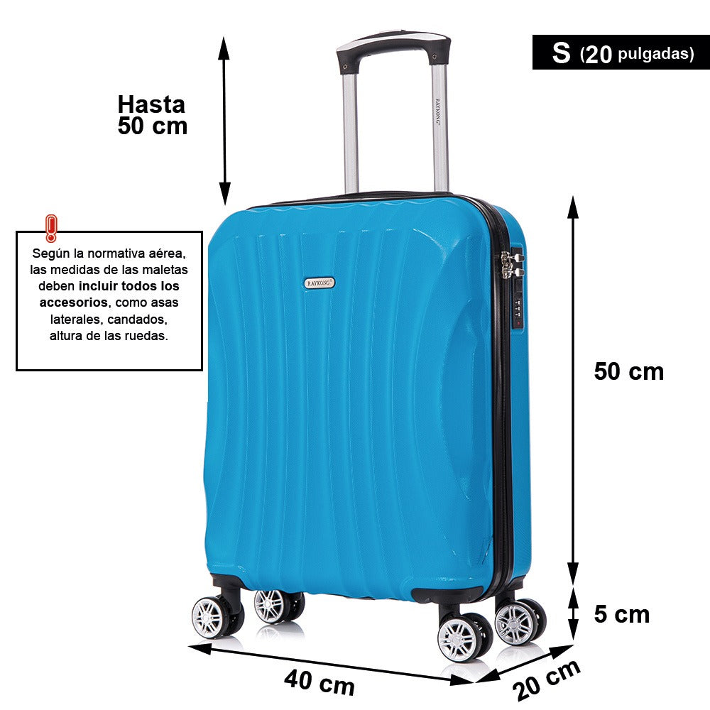 Maleta Cabina ABS 55x40x20cm (44L)- 20 Pulgadas - Negro/Azul/RosaDorado/Plateado/Amarillo/Rojo/Turquesa/Verde/Menta/Morada