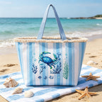 Bolso Tote de playa con estampado de animales marinos, bolso de gran capacidad para mujer, bolso bandolera, ideal para playa, piscina, viajes y uso diario
