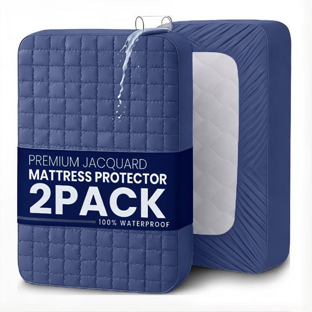 2 protectores de colchón impermeables, sábanas suaves y cómodas con bolsillos profundos para una excelente transpirabilidad. Para todas las estaciones. Adecuado para dormitorios, hoteles, ropa de cama de dormitorios, (fundas de almohada y rellenos de almo