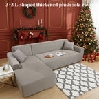 Juego de funda de sofá de felpa lujosa para sofá en forma de L (3 plazas 2 piezas) - Suave, lisa y agradable para la piel - Mejora perfecta para la decoración de la sala de estar de Navidad