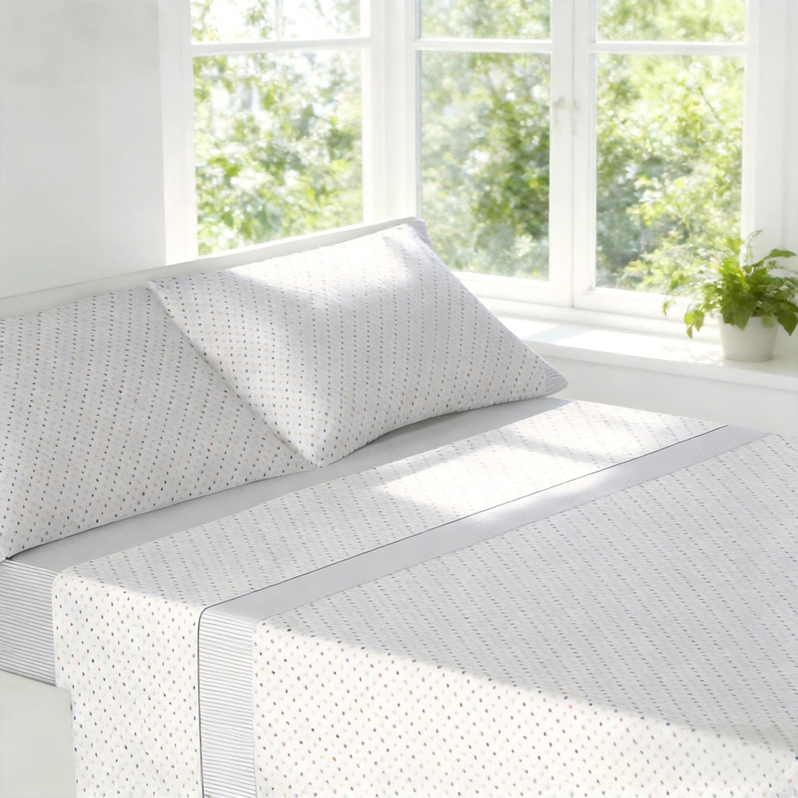 Juego de cama de 3/4 piezas apto para todas las estaciones, que incluye una sábana, una sábana ajustable y fundas de almohada. Medidas: 90 cm, 105 cm, 135 cm, 150 cm y 180 cm