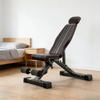 Banco de pesas versátil, banco de ejercicios plegable con una capacidad de carga de 299.37 KG, soporte mejorado para cabeza, cuello y columna vertebral, posiciones de inclinación, declinación y plana ajustables para entrenamiento de fuerza en el gimnasio