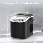 Máquina de cubitos de hielo LEENON, productora de cubitos de hielo de 12 kg, 8 cubitos listos en 6 minutos, máquina de cubitos de hielo negra con asa portátil, 12 kg/24 H, máquinas de cubitos de hielo autolimpiables