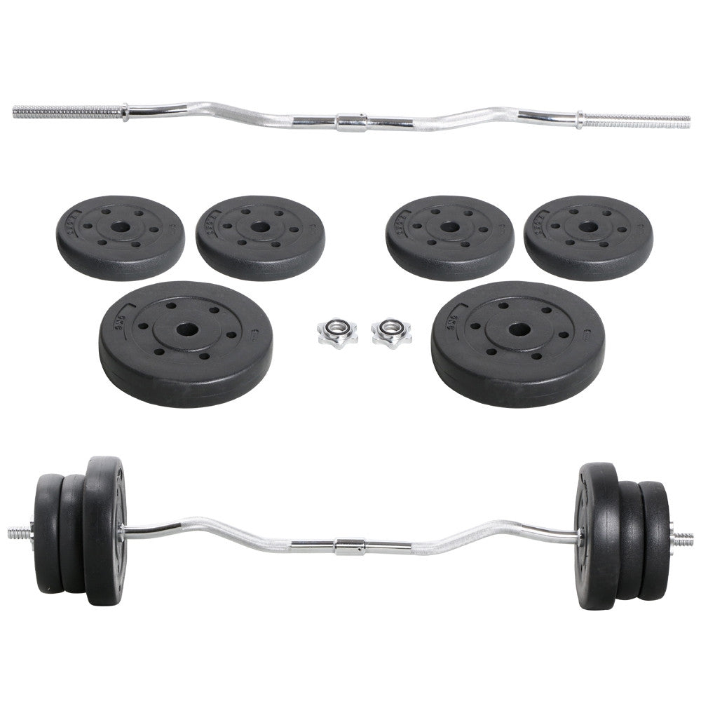 Juego de pesas Sz-Barbell Set Curlset 20/25/30 Kg, juego de barra larga con 6 discos, Sz-Bar para entrenamiento de fuerza, barra de curl con pesas